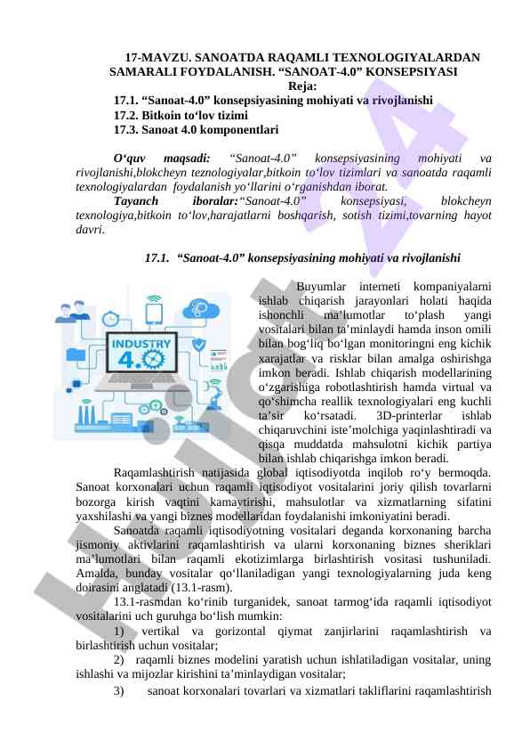 Sanoatda raqamli texnologiyalardan foydalanish