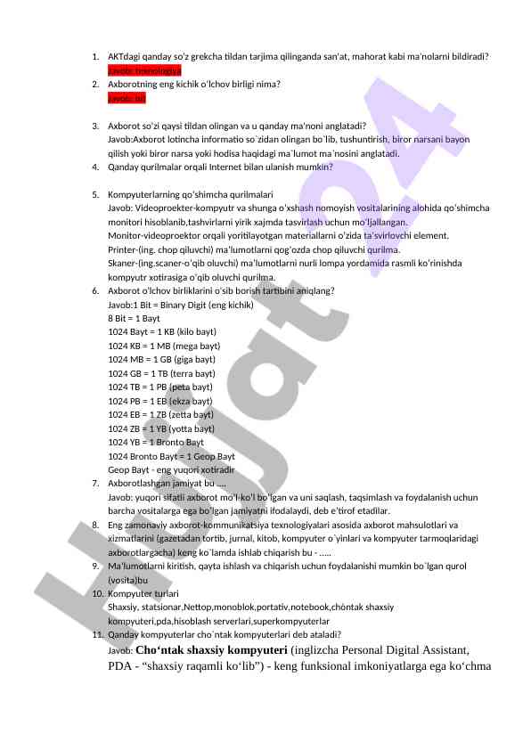 Internet bilan ulanish qurilmalari haqida ma'lumot