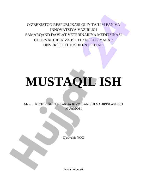 Kichik Guruhlarda Rivojlanishi Va Jipislashish Muamosi