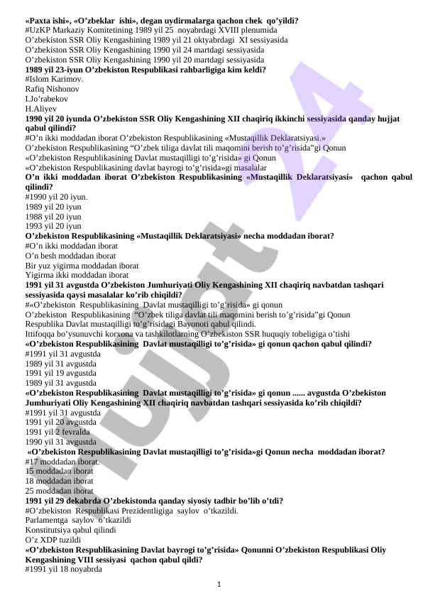 O’zbekiston mustaqillik deklaratsiyasining qabul qilinishi