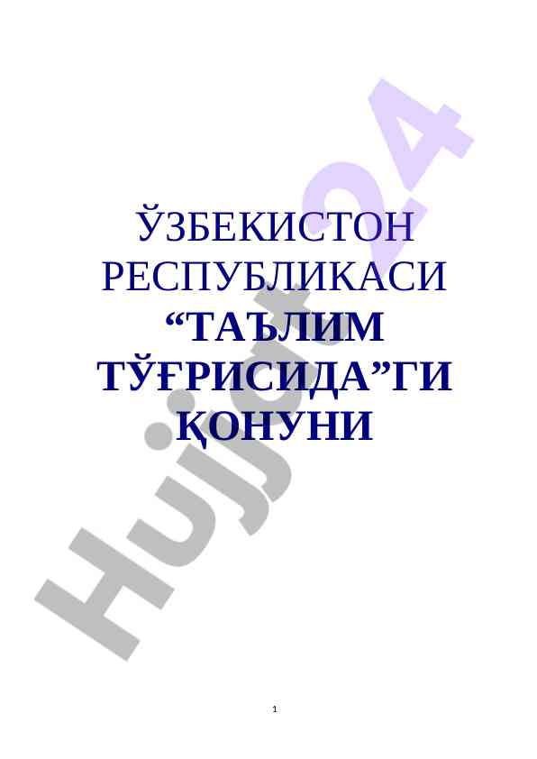 O‘zbekiston respublikasi ta’lim to‘g‘risidagi qonun