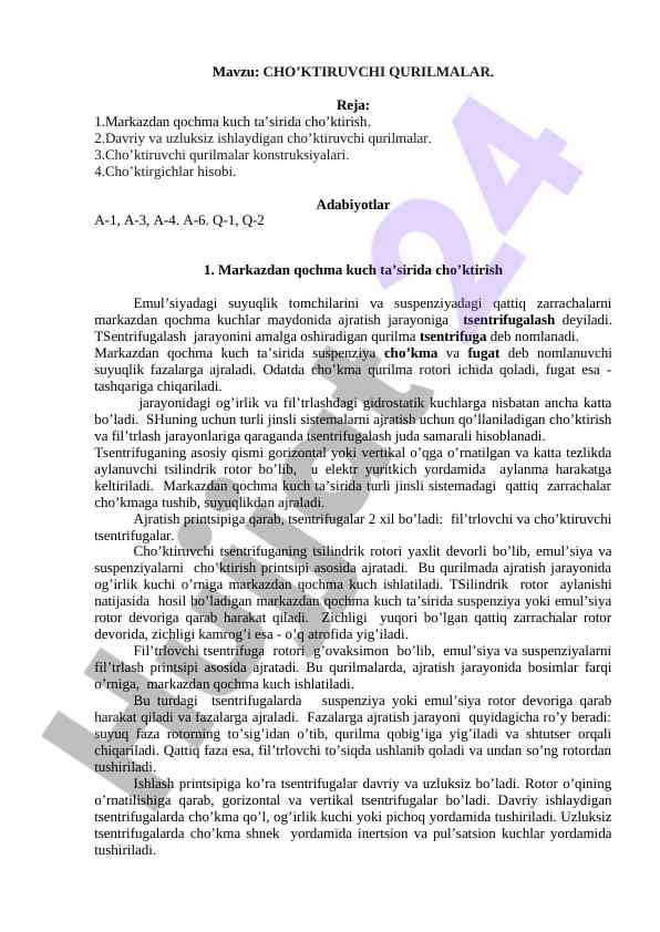 Cho’ktirish texnologiyalari va qurilmalari