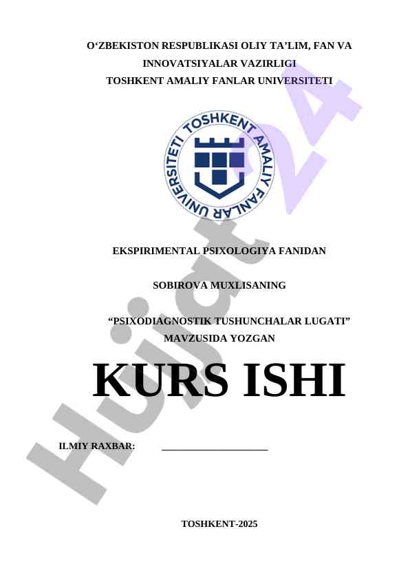Psixodiagnostik Tushunchalar Lug'ati