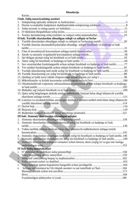Soliq nazariyasi va tizimlari asoslari