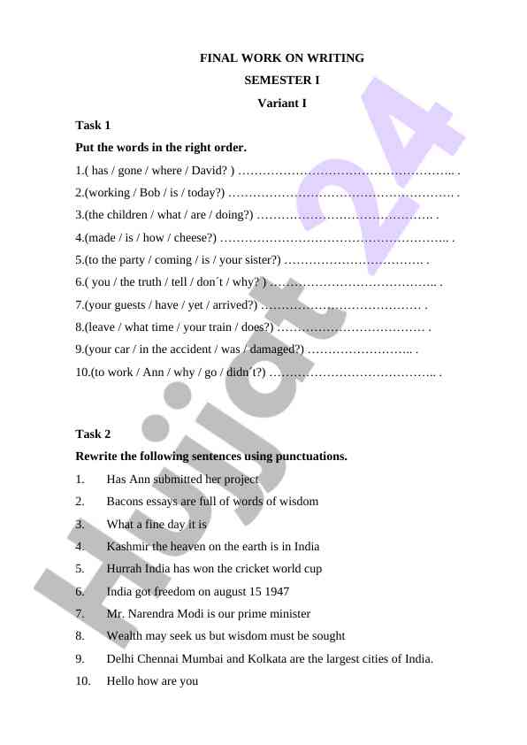 Final work on writing semester i language skills