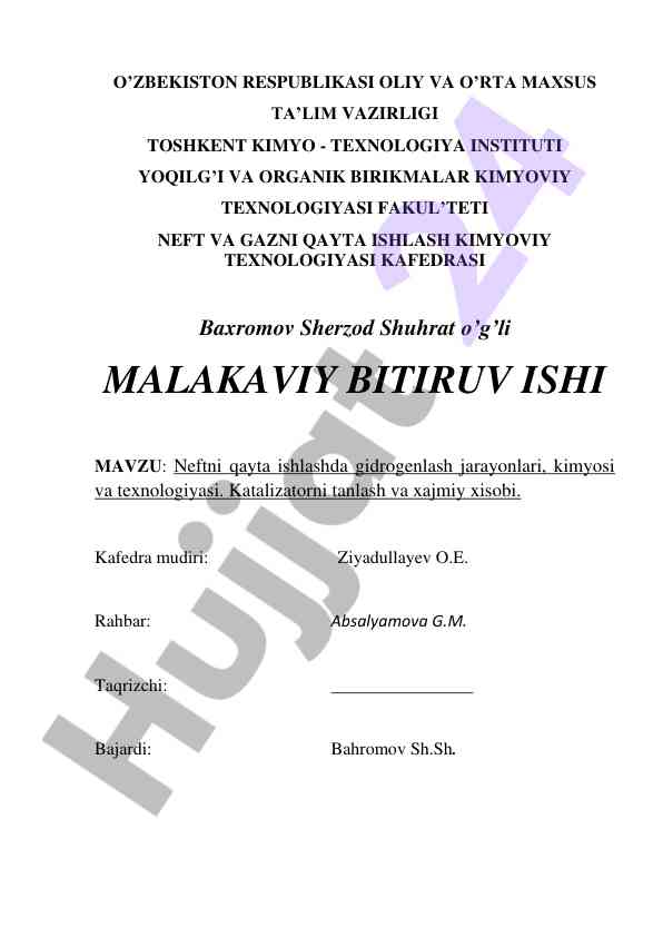 Neftni qayta ishlashda gidrogenlash jarayonlari