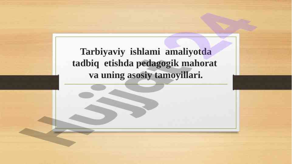 Tarbiyaviy Ishlar Va Pedagogik Mahorat