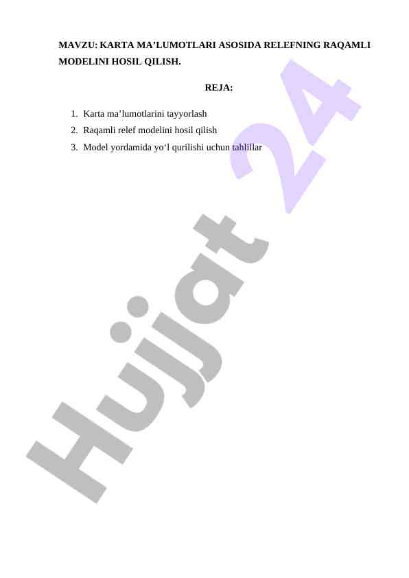 Raqamli relef modelini hosil qilish