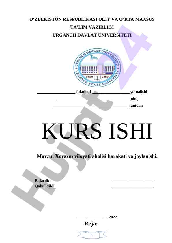 Xorazm viloyati aholisi harakati va joylanishi analizi
