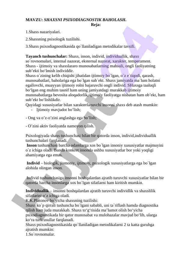 Shaxsni psixodiagnostik baholash metodikasi