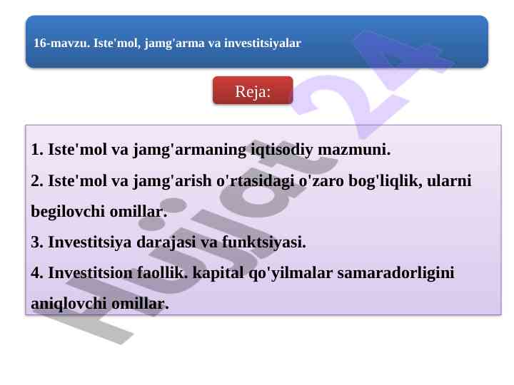 Iste'mol va jamg'armaning iqtisodiy mazmuni