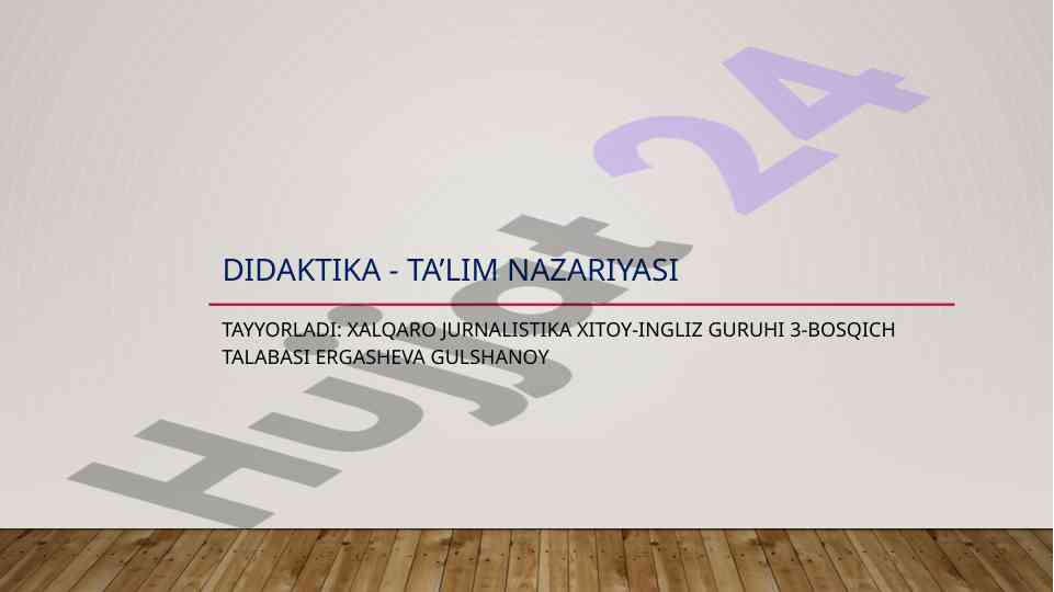 Didaktika ta’lim nazariyasi