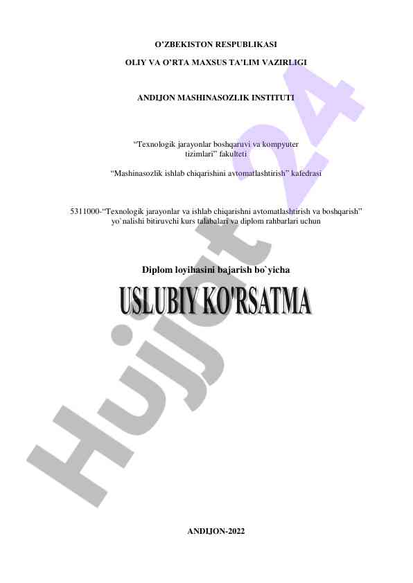 Diplom loyihasi bajarish qo‘llanmasi 2022