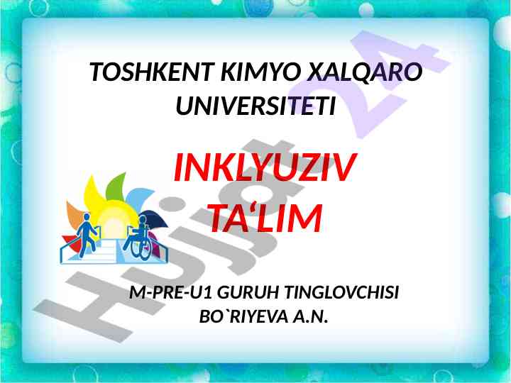 Inkluziv ta'lim va aqli zaif bolalar uchun kasblar