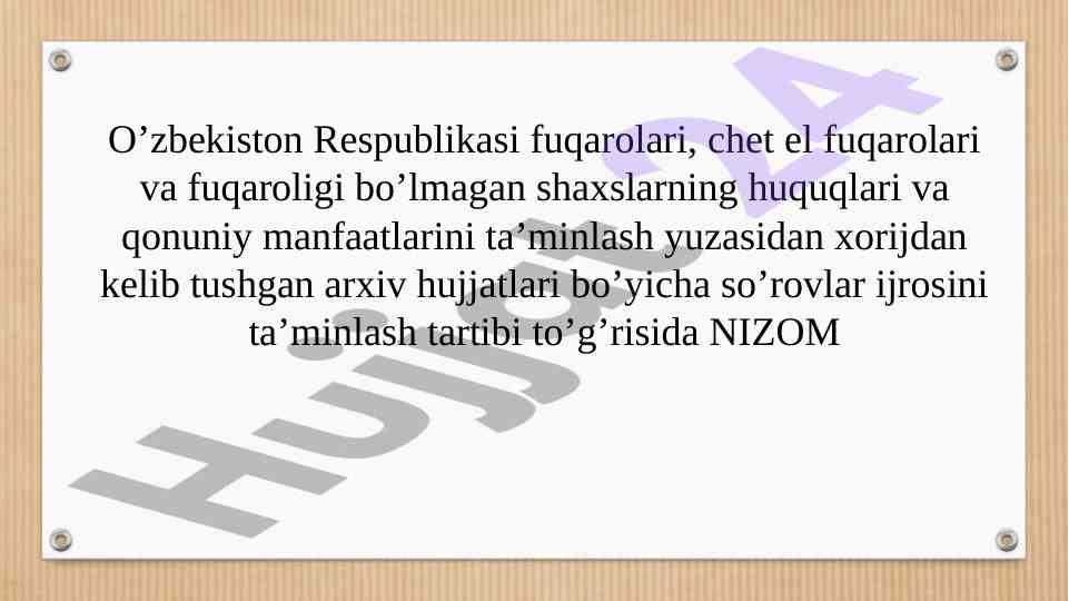 Arxiv Hujjatlari Bo'yicha So'rovlar Tartibi