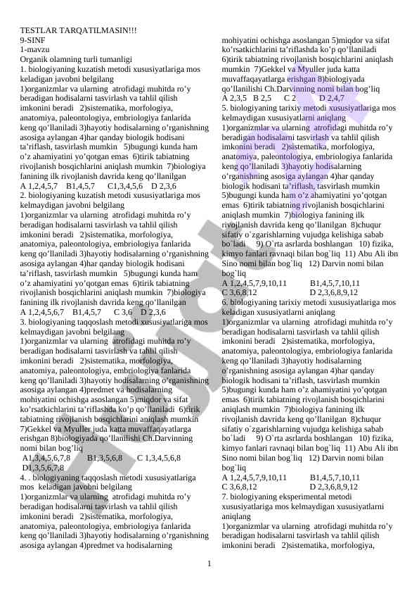 Biologiyaning kuzatish metodi xususiyatlari