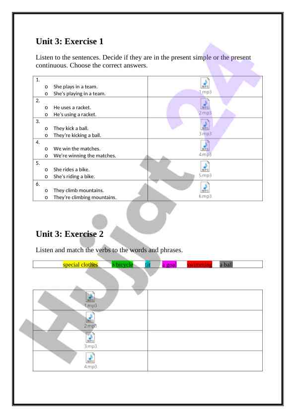 Present simple vs present continuous exercises