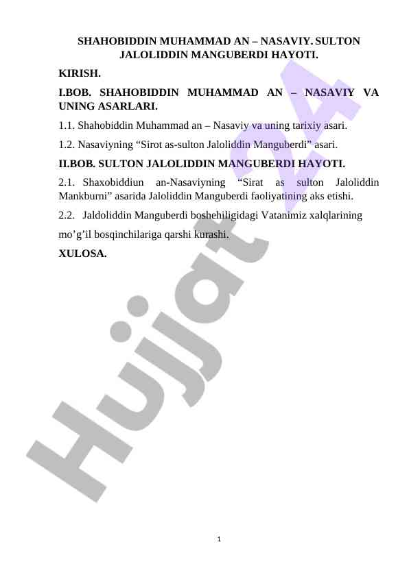 Sultan jaloliddin manguberdi hayoti va asarlarining tahlili