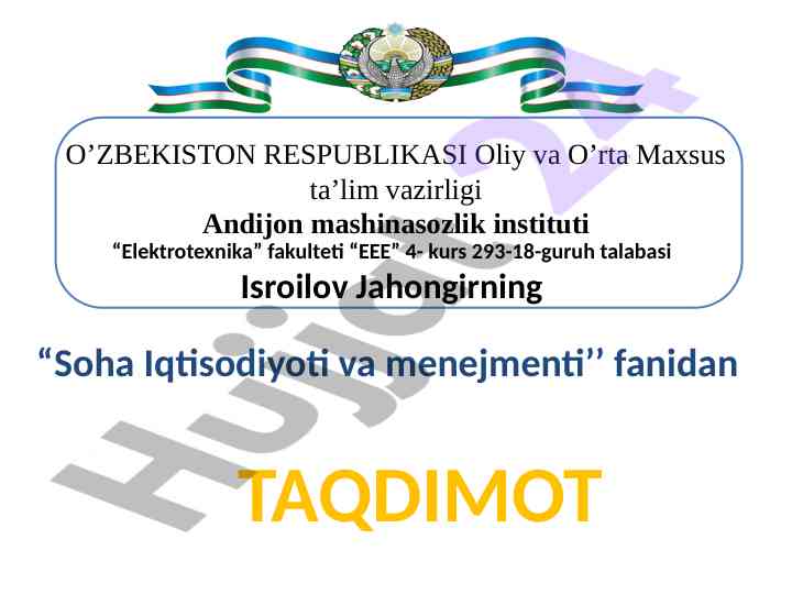 Ishlab chiqarish jarayonlarini ta'minlash va tartibga solish