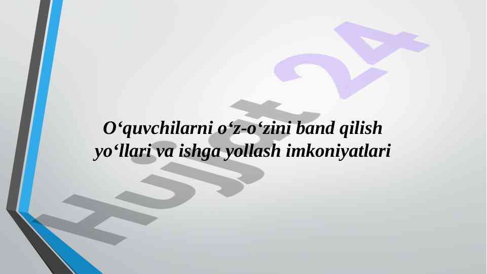 O‘quvchilarni o‘z-o‘zini band qilish yo‘llari va ishga yollash imkoniyatlari