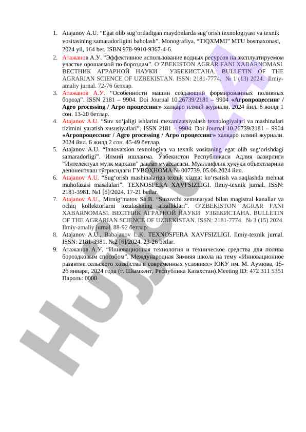 Sug‘orish texnologiyasi va samaradorlik tahlili