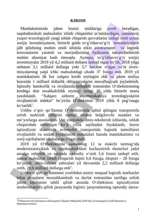Investitsiyalarni jalb qilish va iqtisodiy rivojlanish
