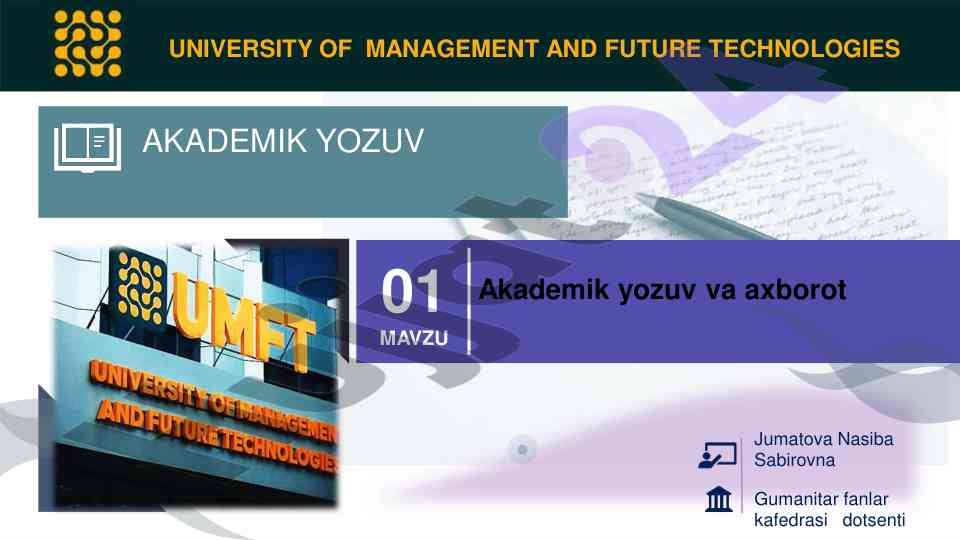 Akademik yozuv va axborot haqida ma’lumotlar