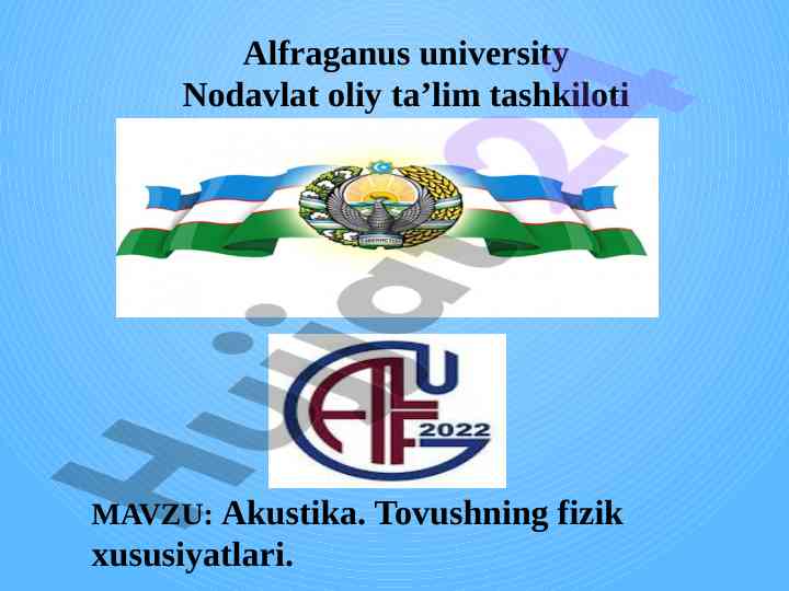 Akustika tovushning fizik xususiyatlari
