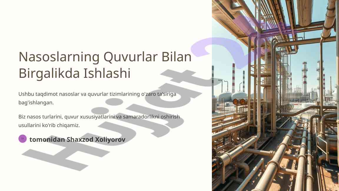 Nasoslar va quvurlar tizimlarining o'zaro ta'siri