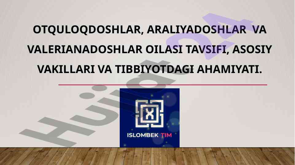 Otquloqdoshlar araliyadoshlar oilasi va tibbiyotdagi ahamiyati