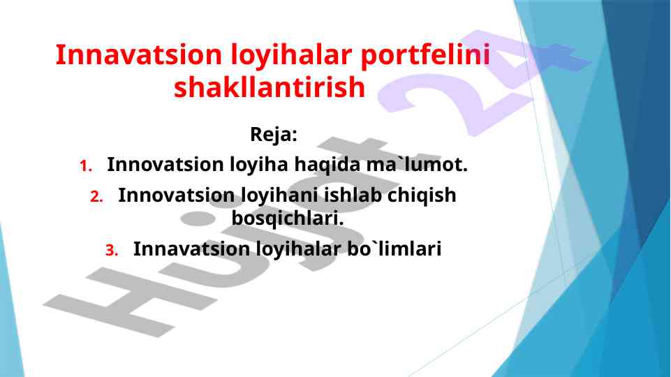 Innovatsion loyihalar portfelini shakllantirish