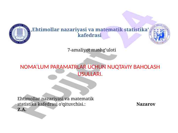 Ehtimollar nazariyasi va matematik statistika