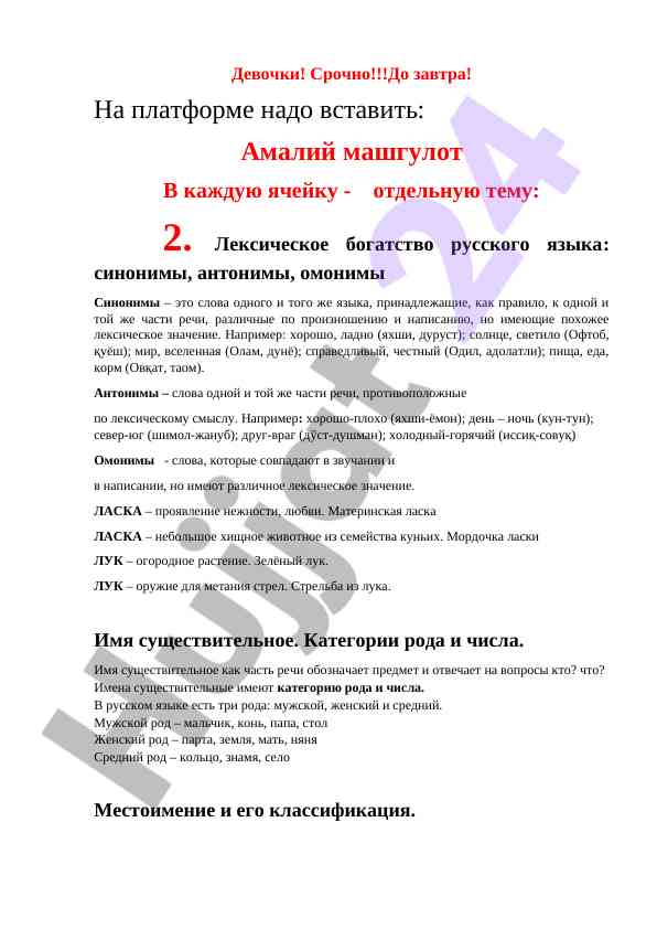 Лексическое богатство русского языка синонимы антонимы