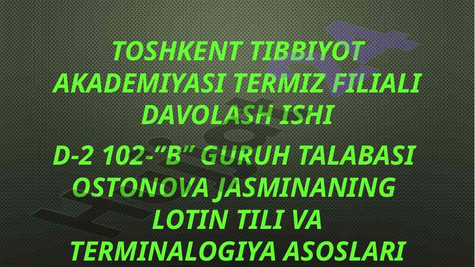 Farmasevtik terminlar strukturasi tugallangan ish