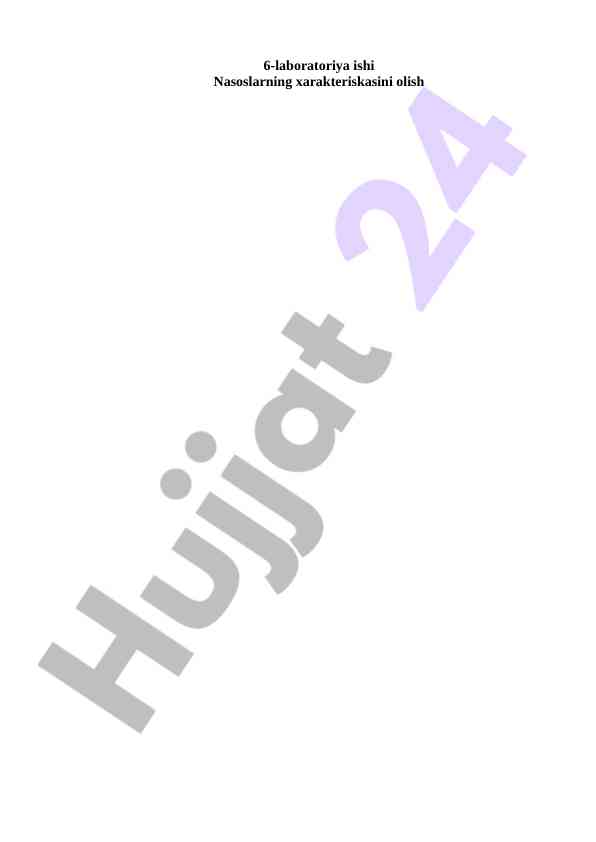 Nasoslarning xarakteristikasi va samaradorligi