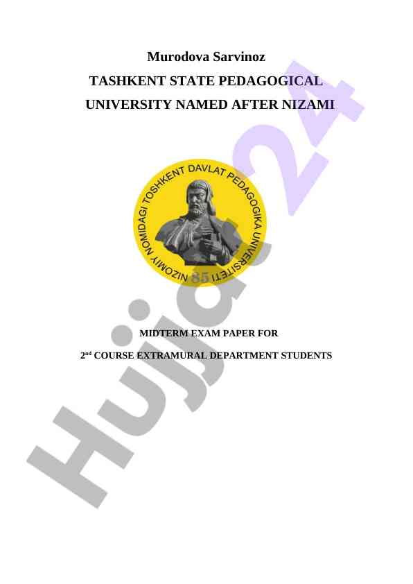 Midterm exam paper for extramural department students