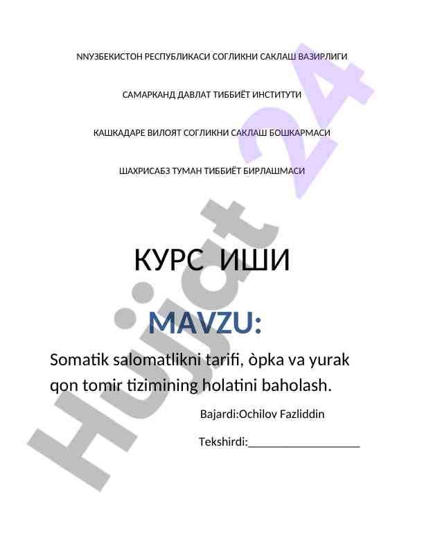 Somatik salomatlikni tarifi va baholash