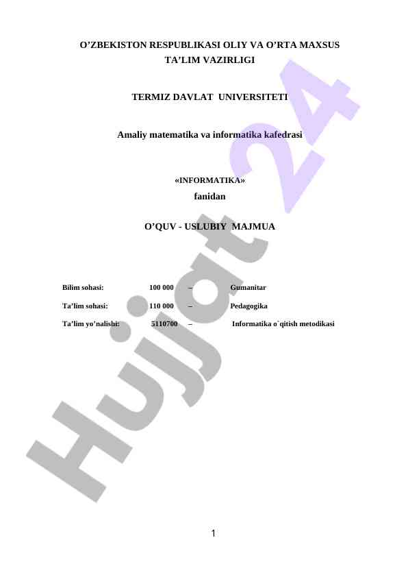 Axborot va uning turlari bo‘yicha o‘quv materiallari