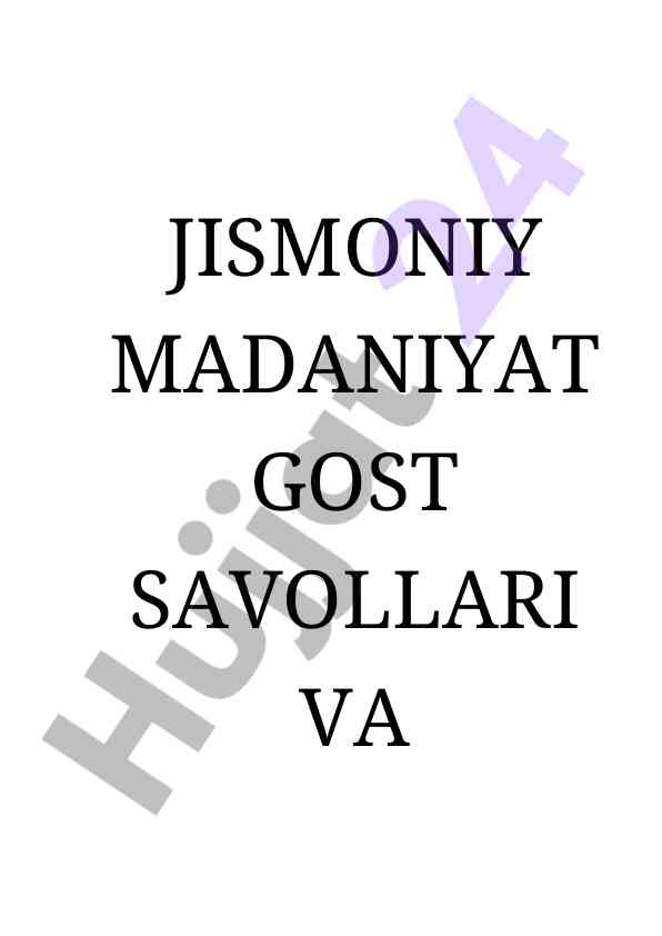 Jismoniy madaniyat savollari va javoblari
