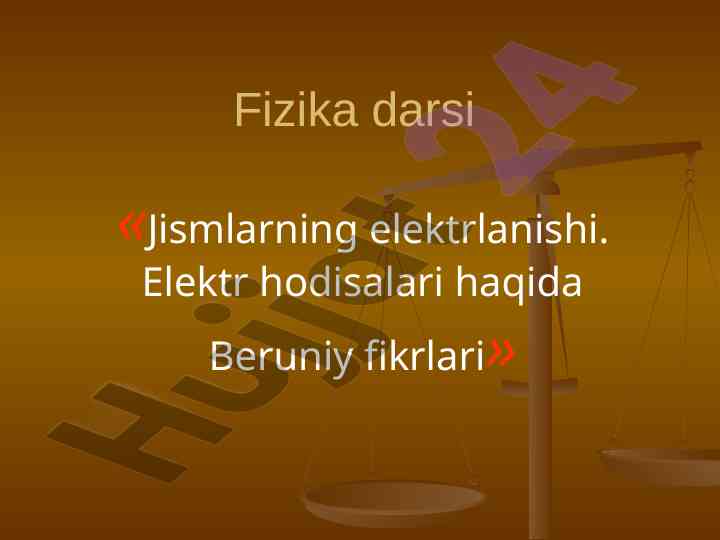 Jismlarning elektrlanishi va elektr hodisalari
