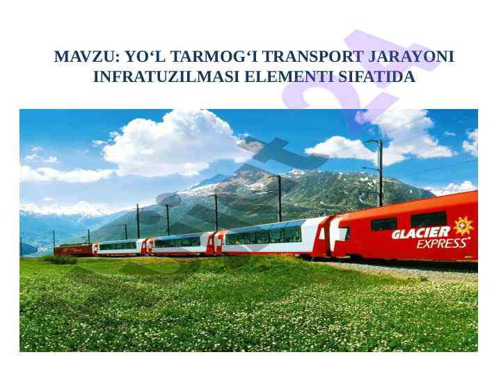 Transport jarayoni infratuzilmasi elementlari