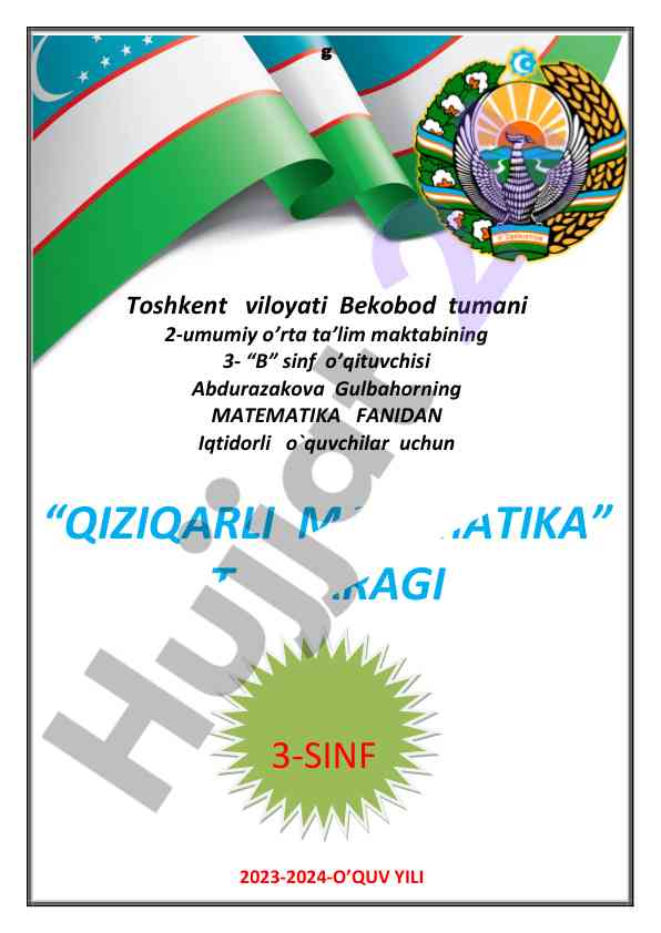 Qiziqarli matematika to'garagi rejasi