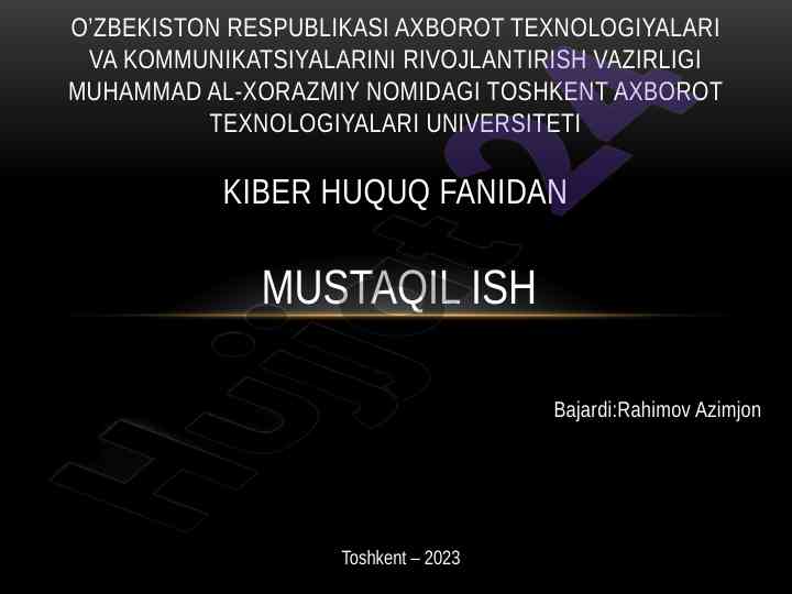 Kiber huquq sohasiga oid aqsh standartlari