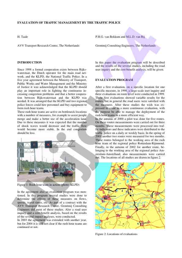 Evaluation of traffic management by the traffic police