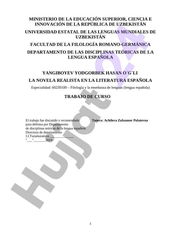 Realizmning ispan adabiyotidagi o'rni
