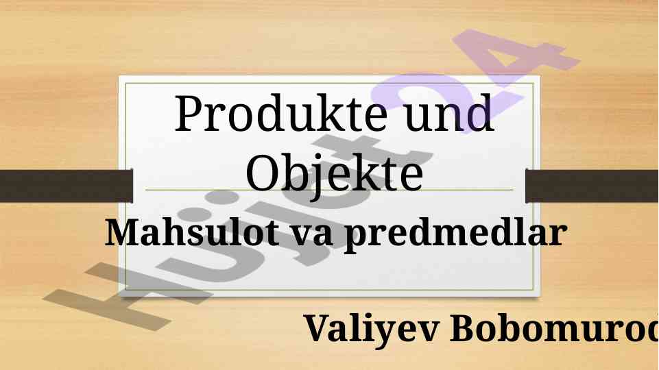 Mahsulotlar va ob'ektlar bo'yicha lug'at