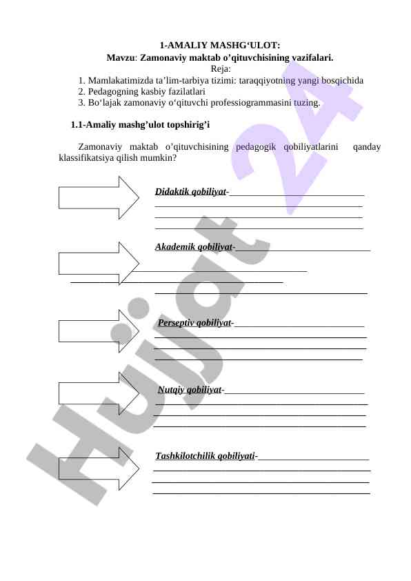 Zamonaviy maktab o‘qituvchisining vazifalari