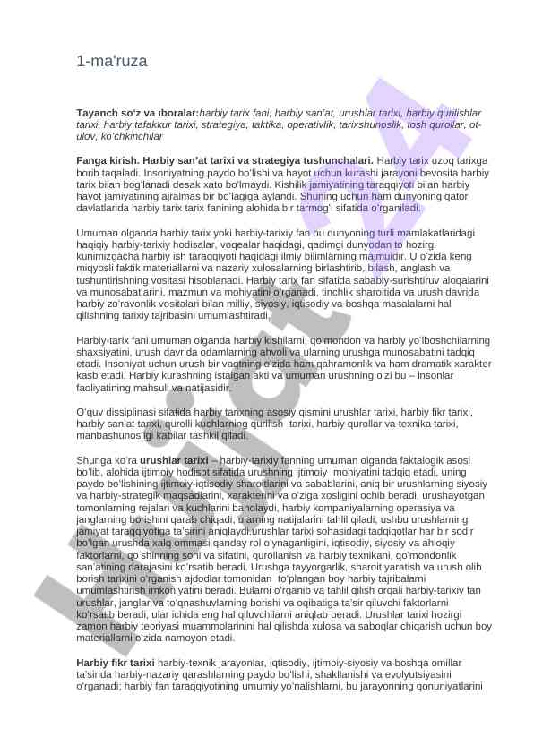 Harbiy tarix fani va strategiya tushunchalari