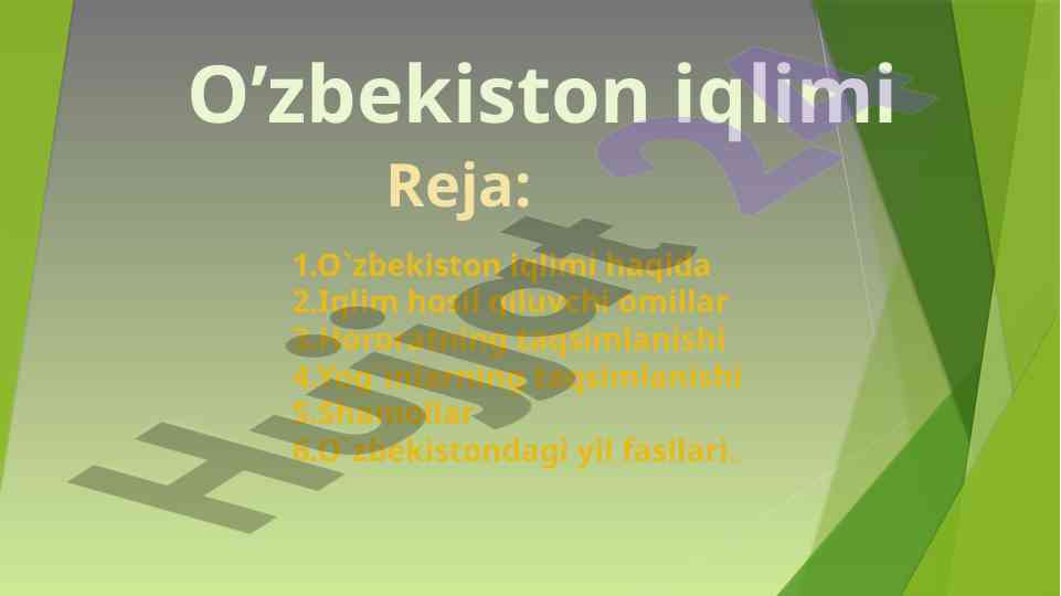 O‘zbekiston iqlimi va iqlim o‘zgartiruvchi omillar
