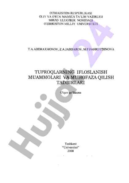 Tuproqlarning ifloflanish muammolari va muhoafa qilish
